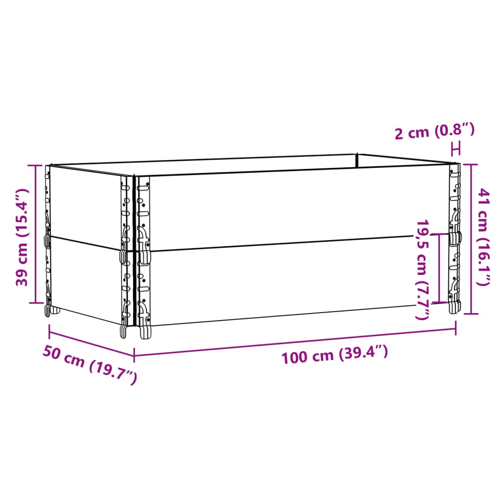 Pallekarmer 2 stk svart 100x50 cm heltre furu