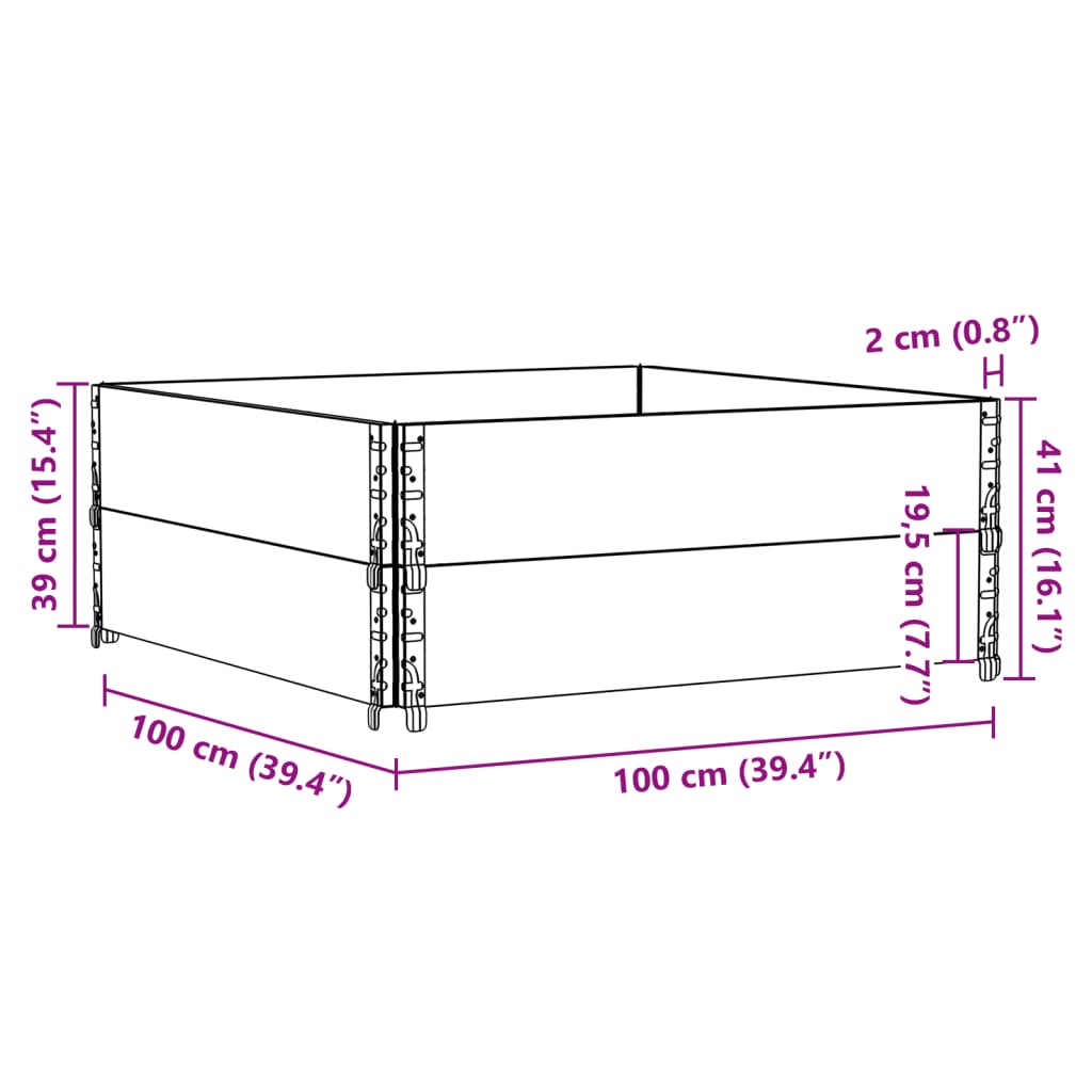Pallekarmer 2 stk svart 100x100 cm heltre furu
