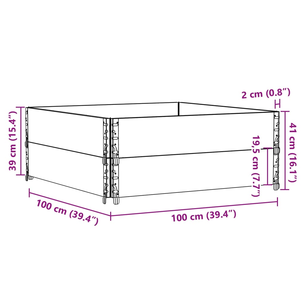 Pallekarmer 2 stk grå 100x100 cm heltre furu