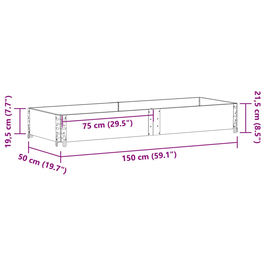 Pallekarmer grå 150x50 cm heltre furu