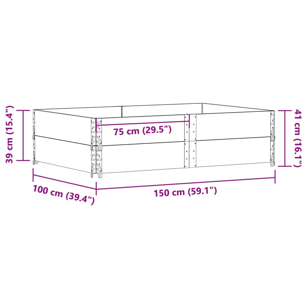 Pallekarmer 2 stk grå 150x100 cm heltre furu