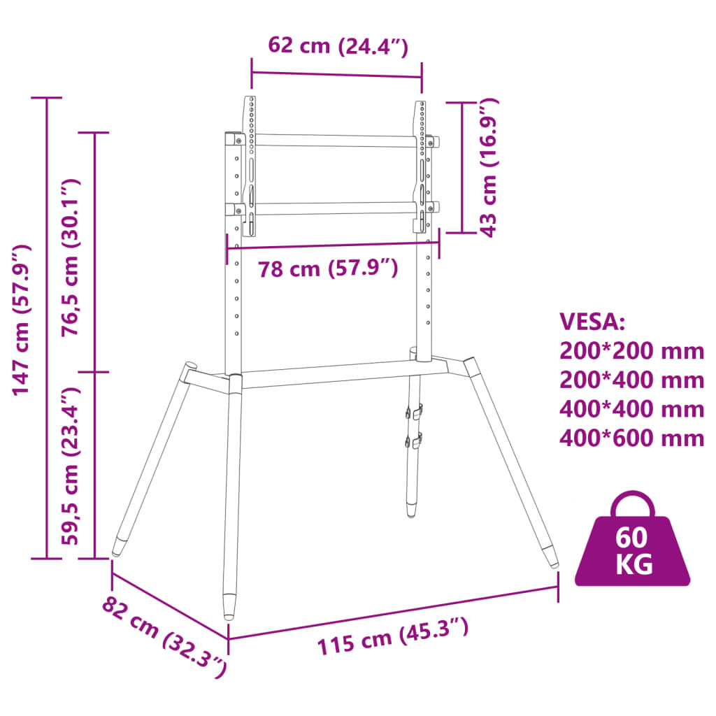 TV-stativ staffeli 37-86" skjerm maks. VESA 400x600 mm 60 kg
