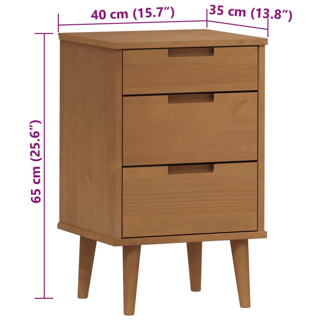 Nattbord MOLDE brun 40x35x65 cm heltre furu