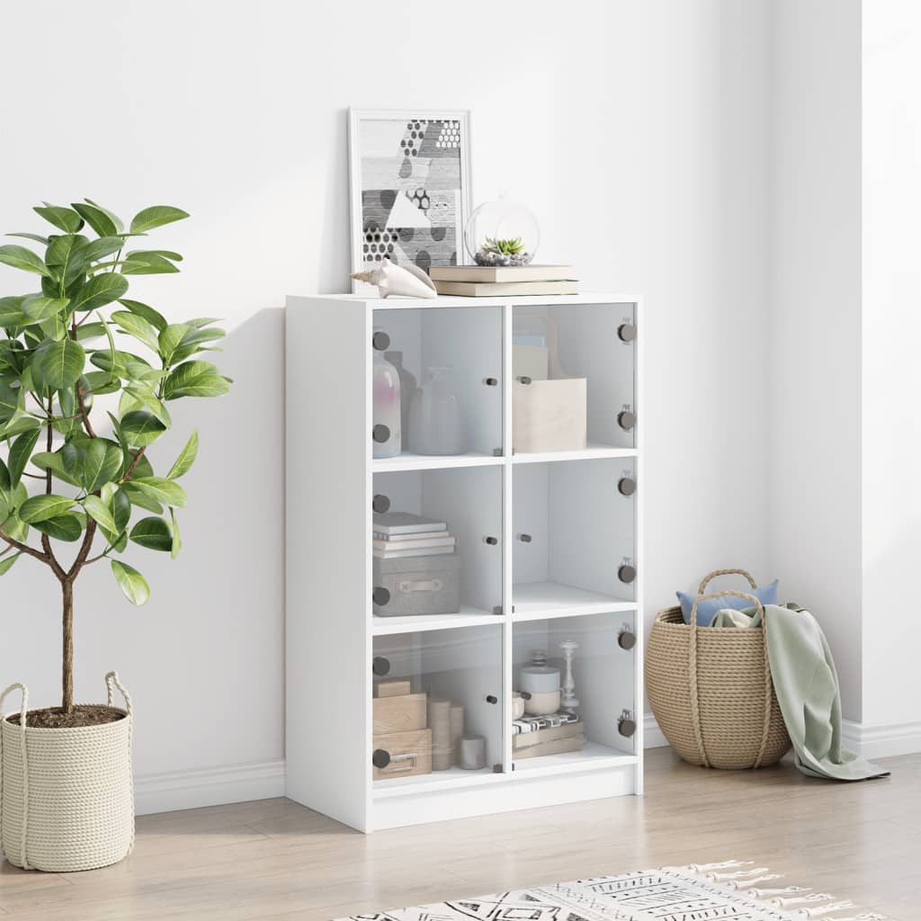 Highboard med dører hvit 68x37x109 cm konstruert tre