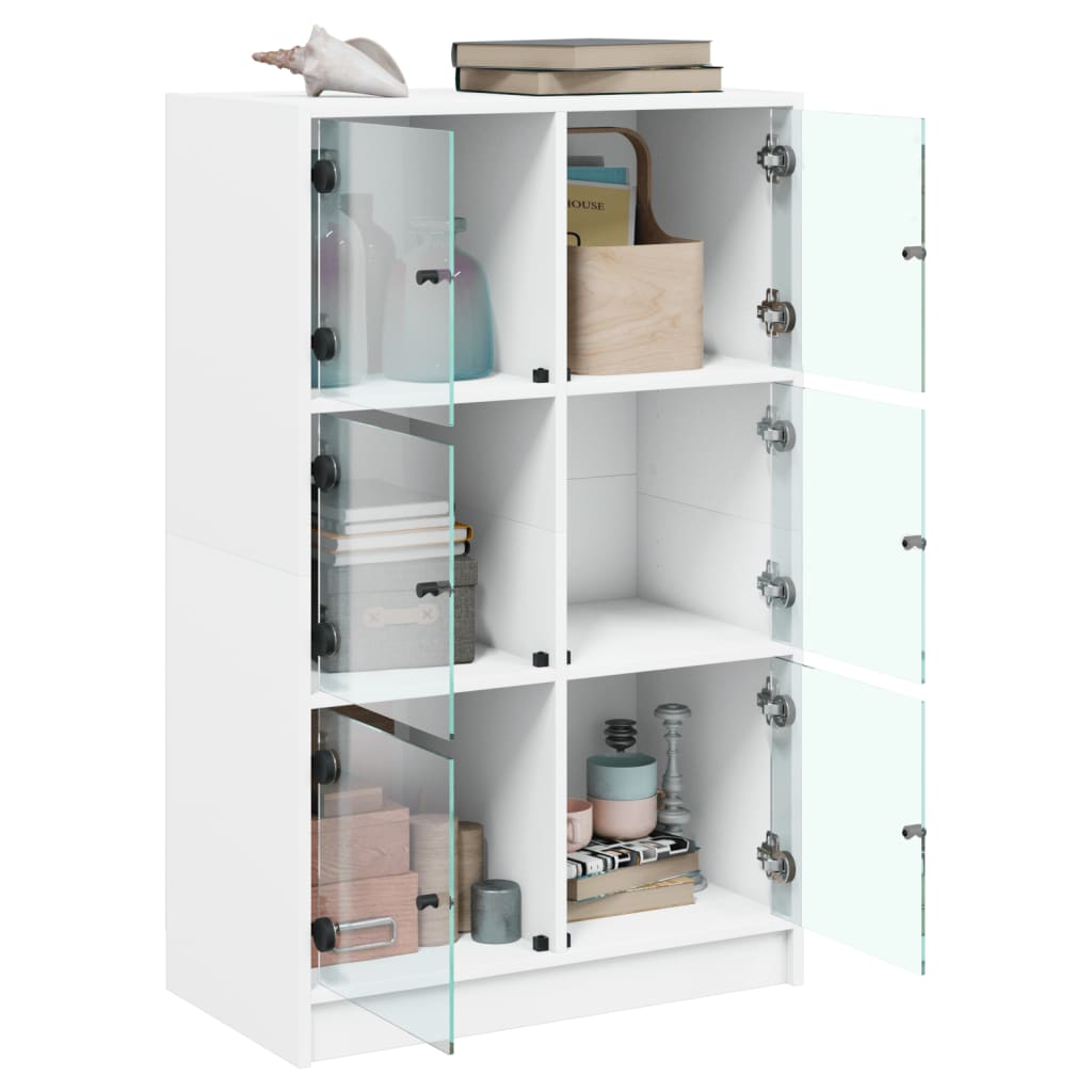 Highboard med dører hvit 68x37x109 cm konstruert tre