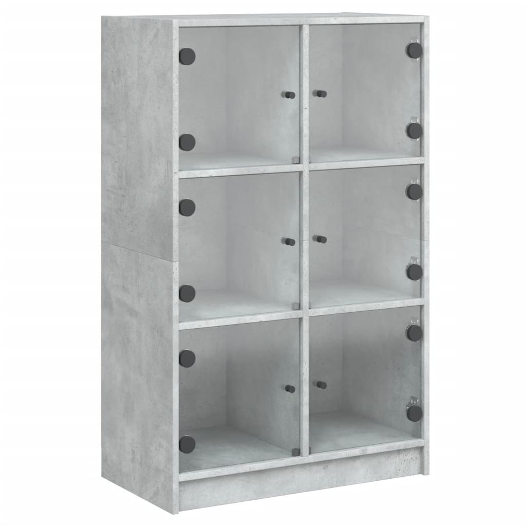 Highboard med dører betonggrå 68x37x109 cm konstruert tre
