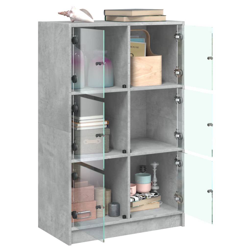 Highboard med dører betonggrå 68x37x109 cm konstruert tre