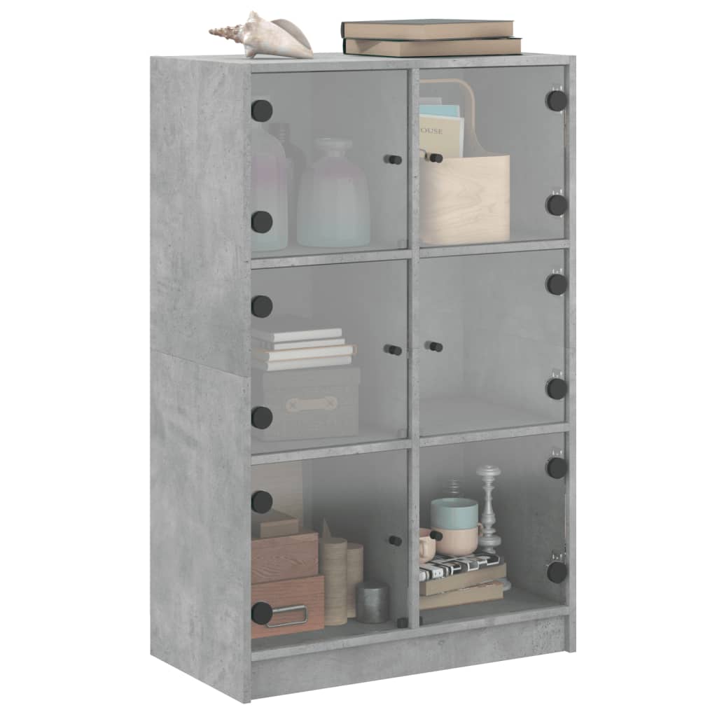 Highboard med dører betonggrå 68x37x109 cm konstruert tre