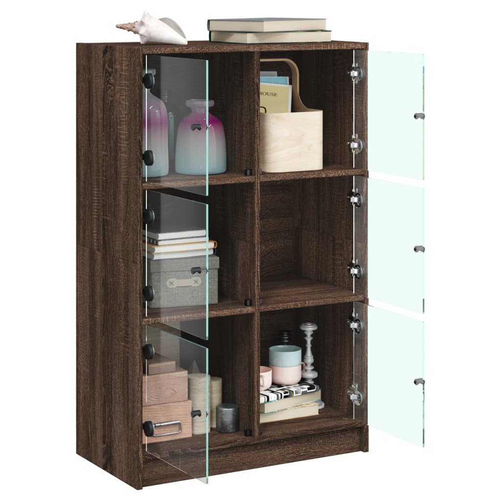 Highboard med dører brun eik 68x37x109 cm konstruert tre