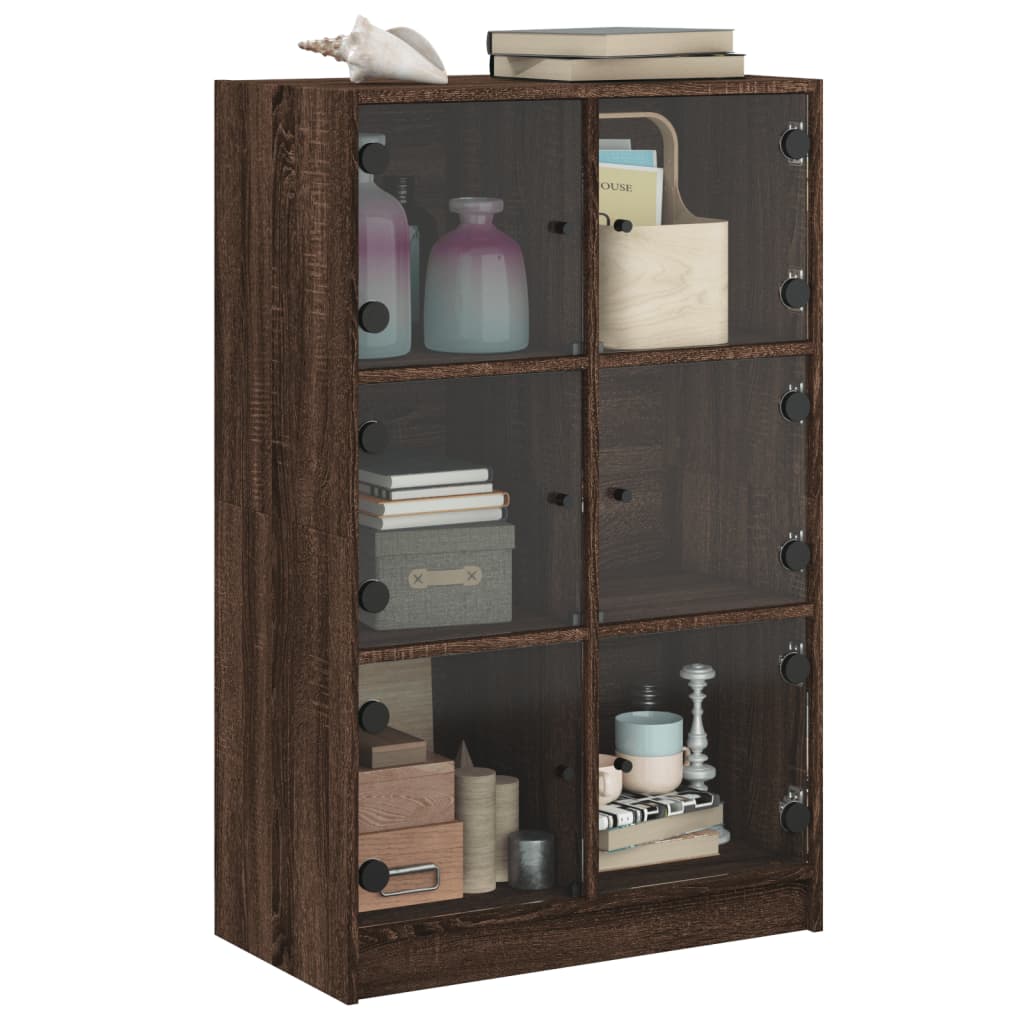 Highboard med dører brun eik 68x37x109 cm konstruert tre