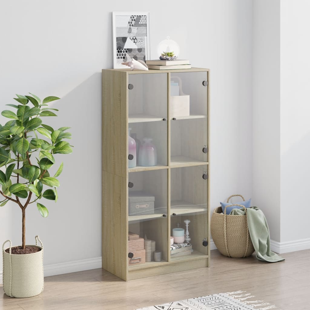 Highboard med dører sonoma eik 68x37x142 cm konstruert tre