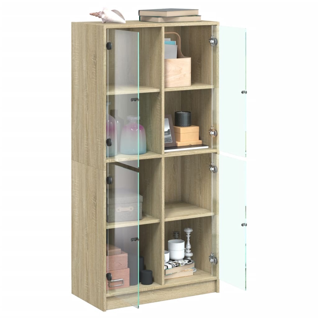Highboard med dører sonoma eik 68x37x142 cm konstruert tre