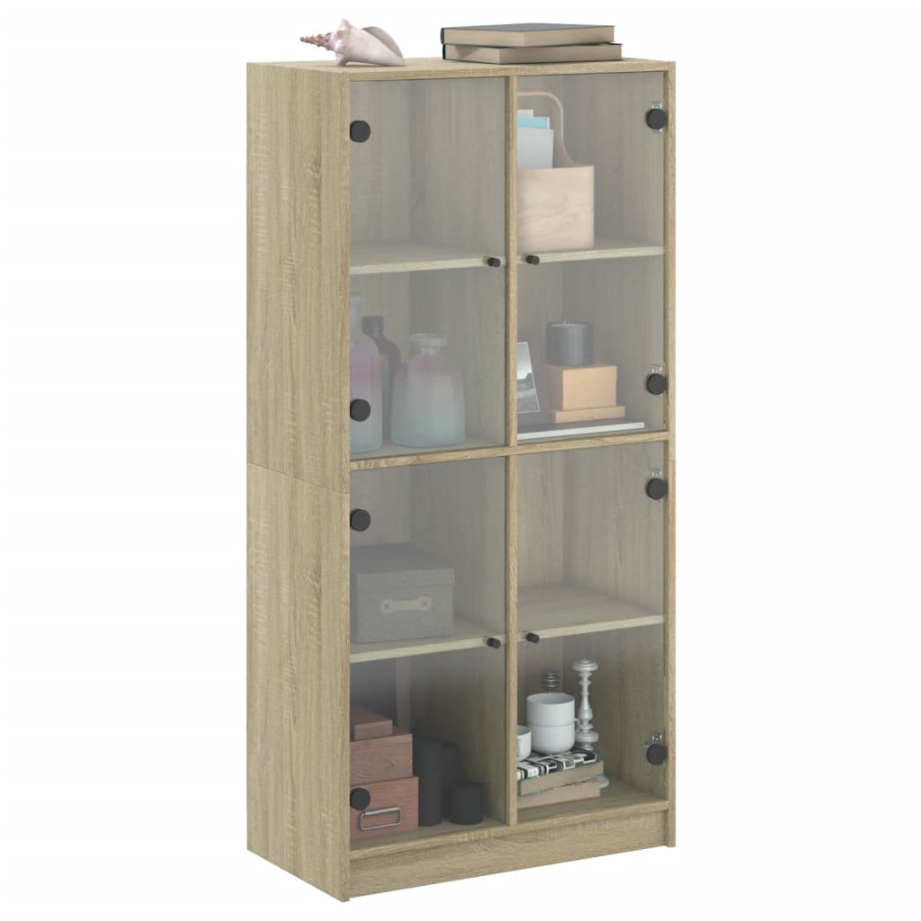 Highboard med dører sonoma eik 68x37x142 cm konstruert tre