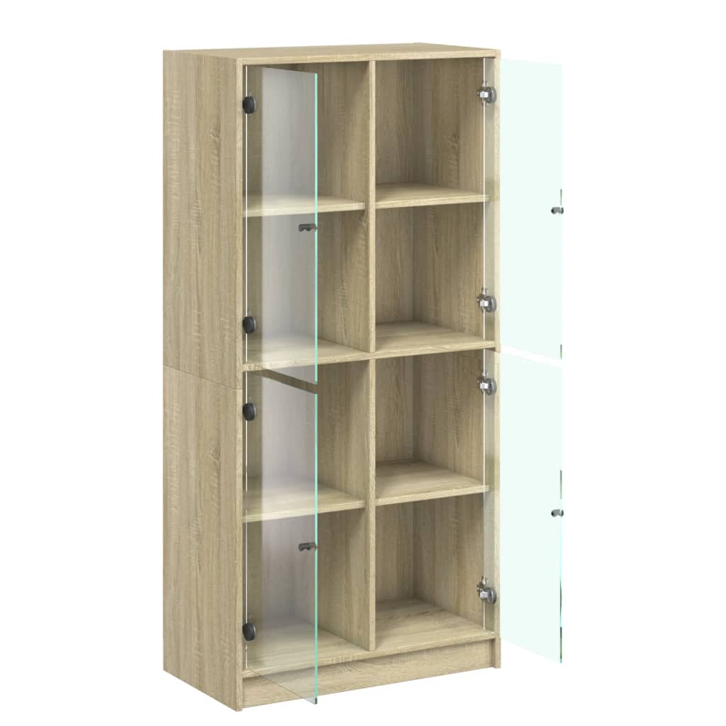 Highboard med dører sonoma eik 68x37x142 cm konstruert tre