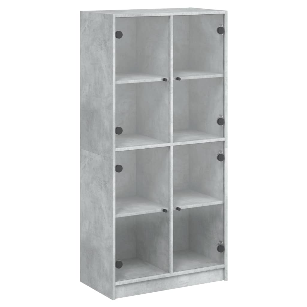 Highboard med dører betonggrå 68x37x142 cm konstruert tre