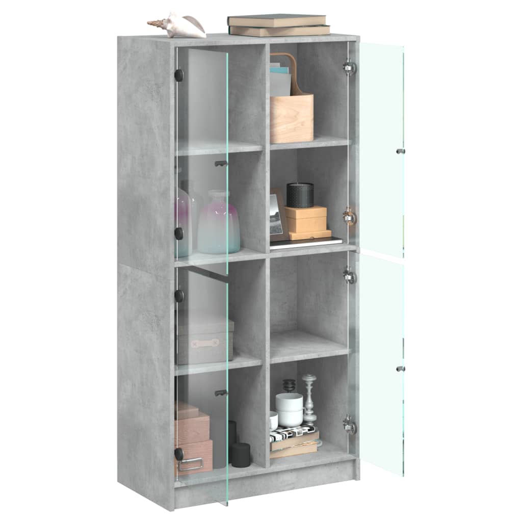 Highboard med dører betonggrå 68x37x142 cm konstruert tre