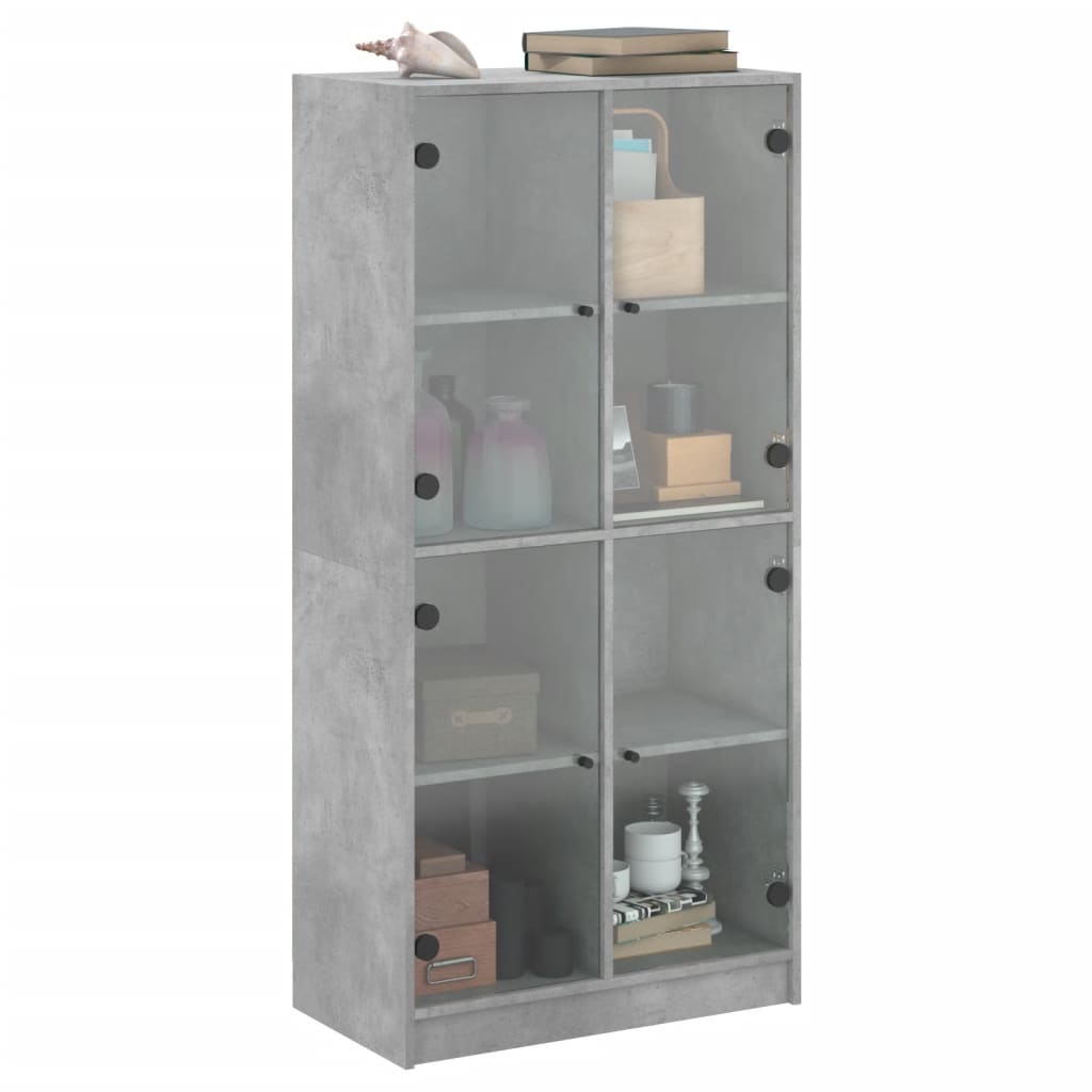 Highboard med dører betonggrå 68x37x142 cm konstruert tre