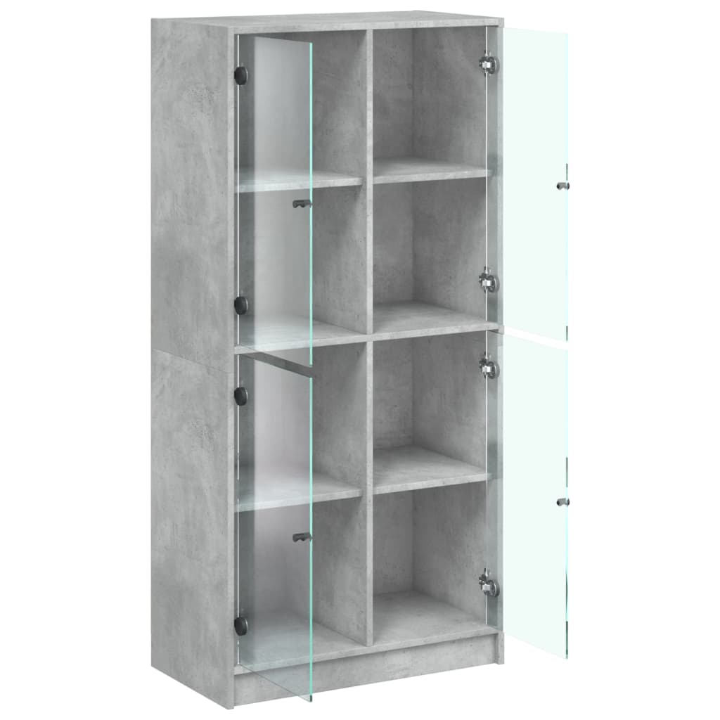 Highboard med dører betonggrå 68x37x142 cm konstruert tre