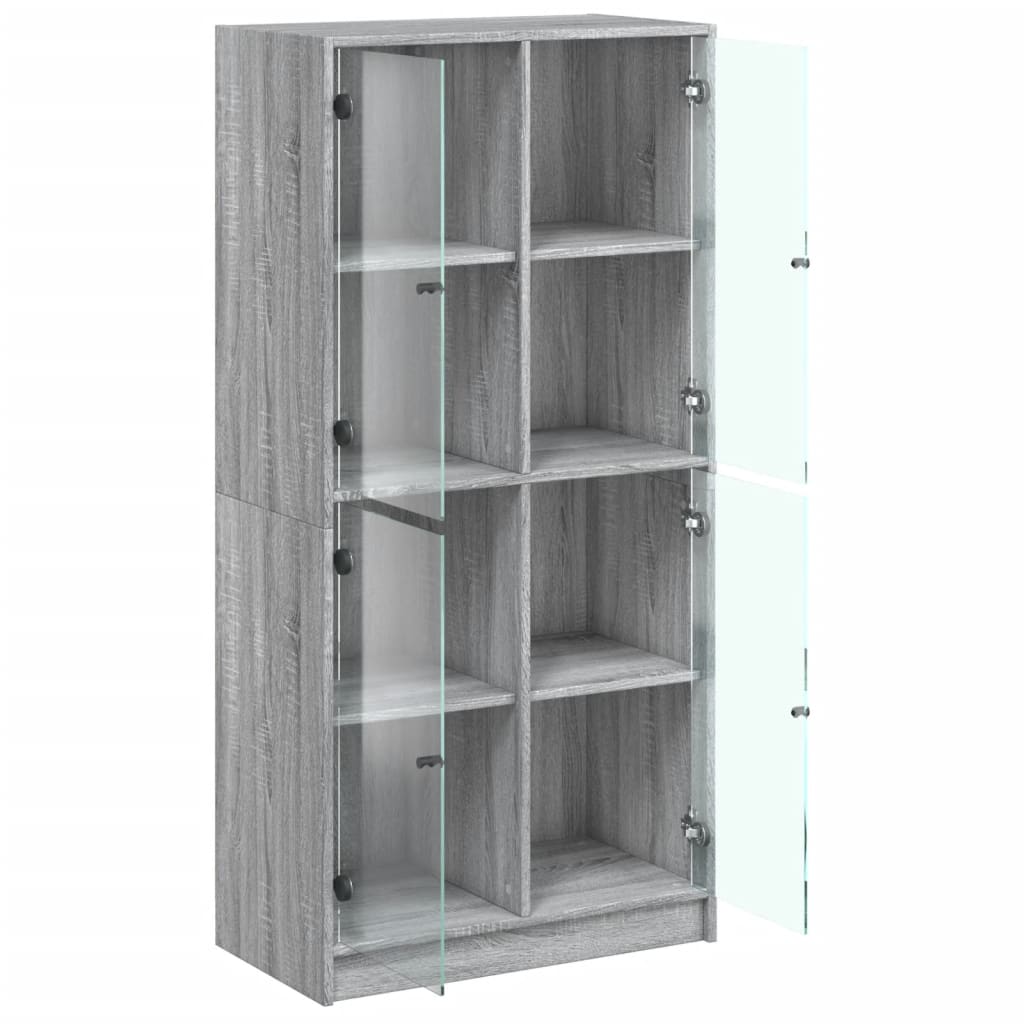 Highboard med dører grå sonoma 68x37x142 cm konstruert tre