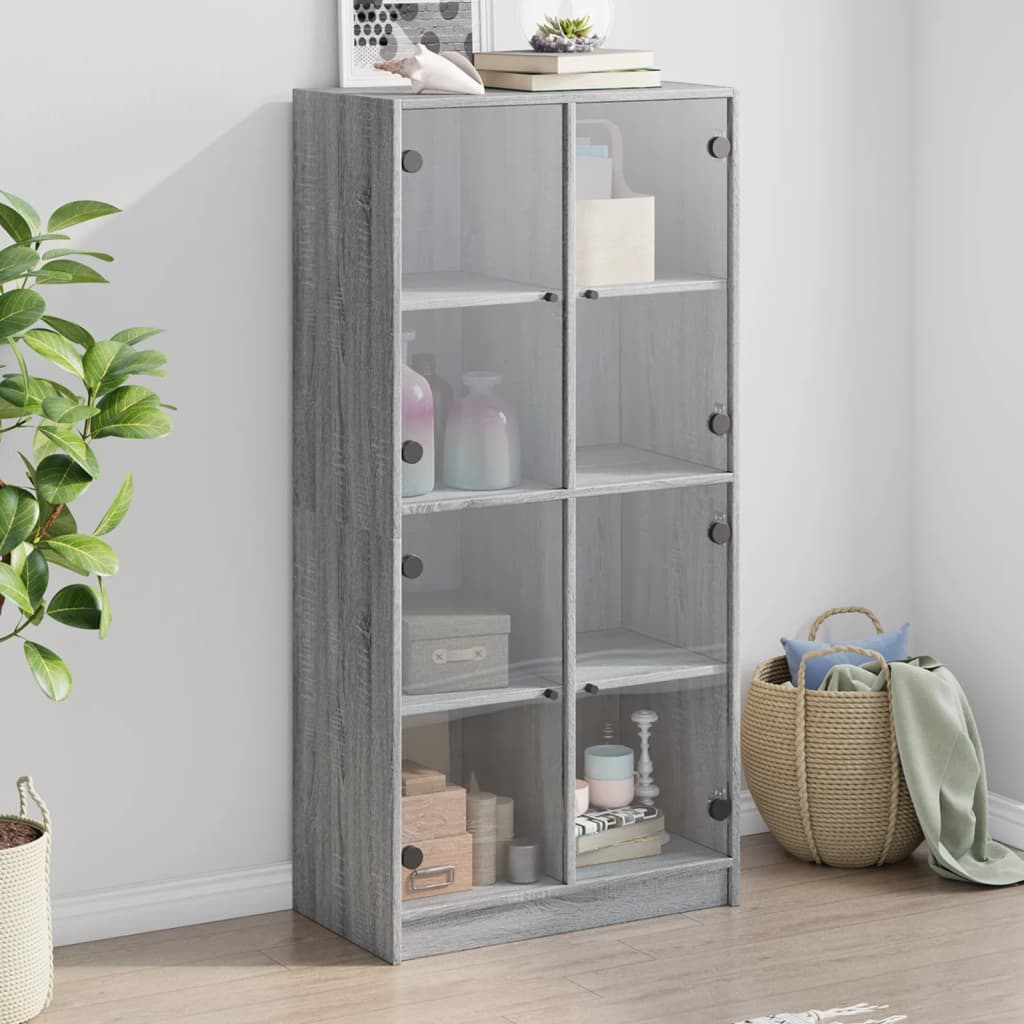 Highboard med dører grå sonoma 68x37x142 cm konstruert tre