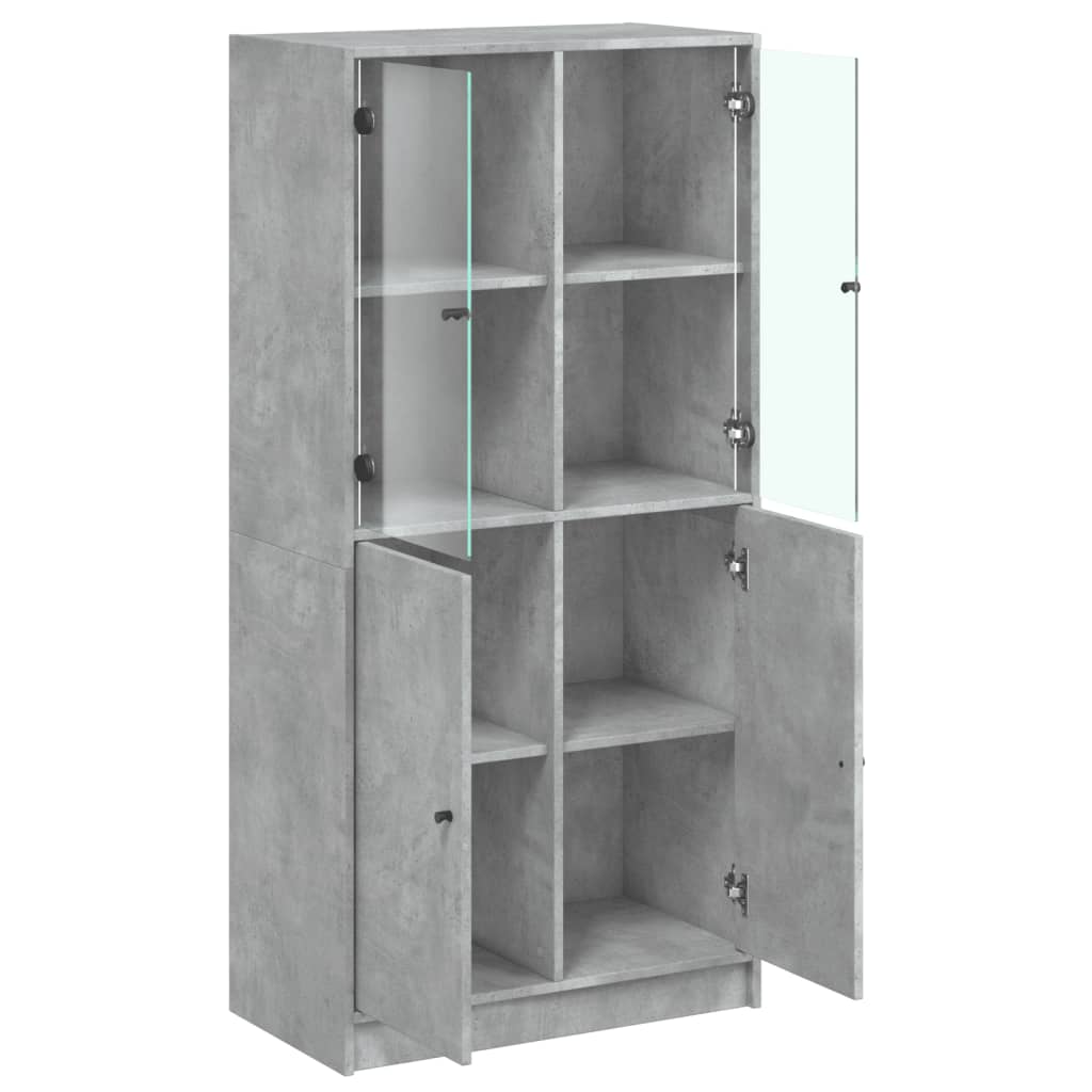 Highboard med dører betonggrå 68x37x142 cm konstruert tre