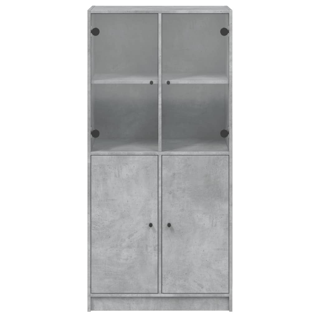 Highboard med dører betonggrå 68x37x142 cm konstruert tre