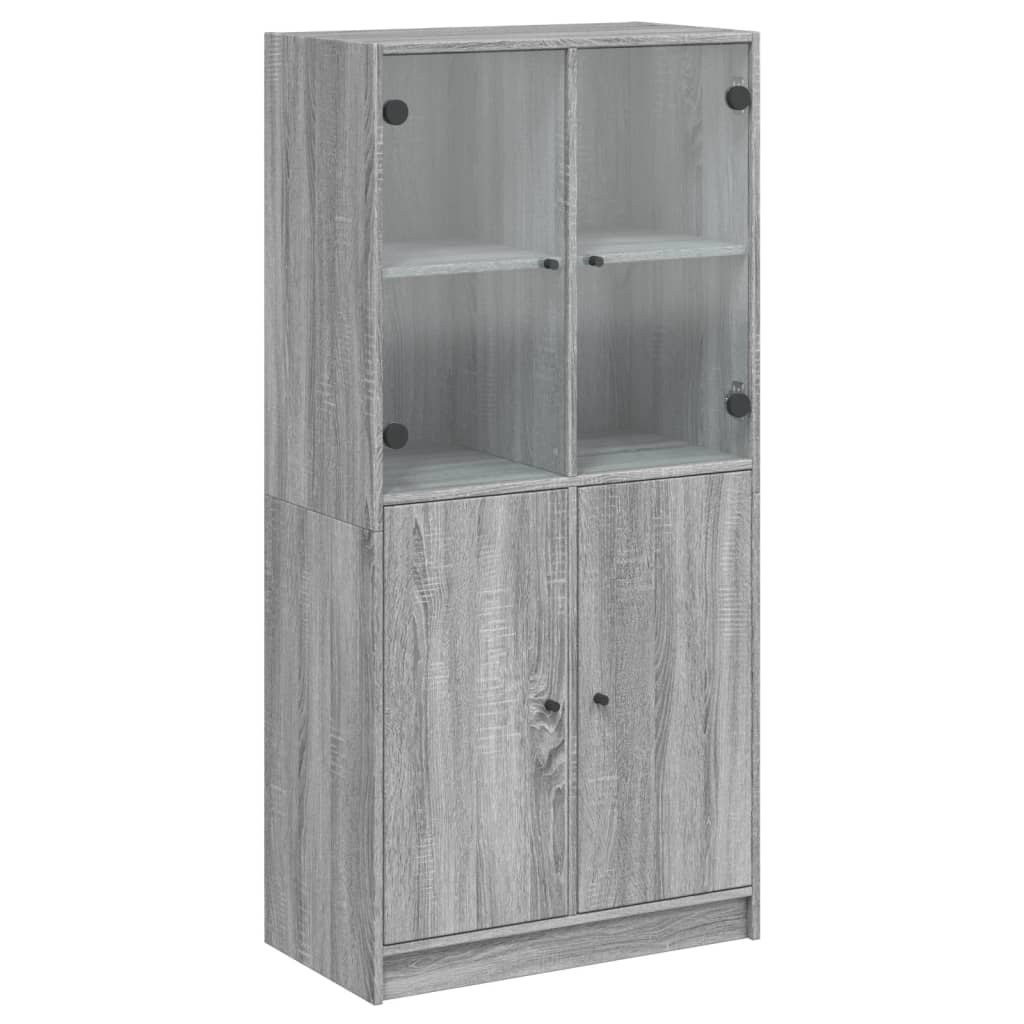 Highboard med dører grå sonoma 68x37x142 cm konstruert tre