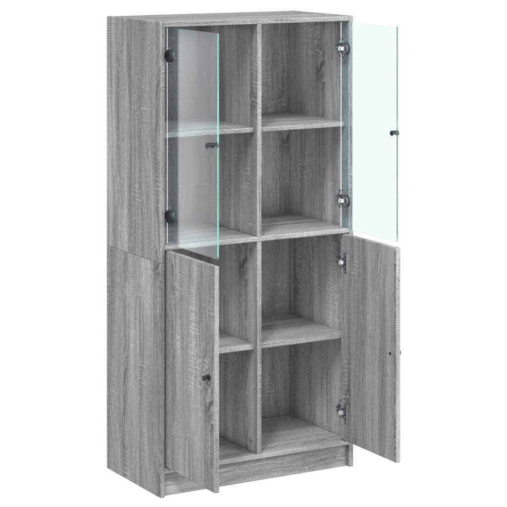 Highboard med dører grå sonoma 68x37x142 cm konstruert tre