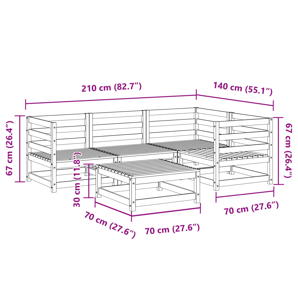 Hagesofagruppe 5 deler impregnert furu