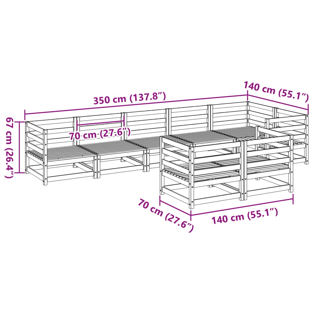 Hagesofasett 8 deler impregnert furu