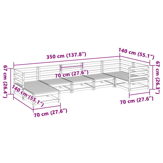 Hagesofasett 7 deler impregnert furu