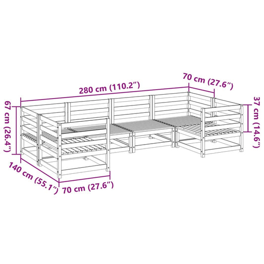 Hagesofasett 6 deler impregnert furu