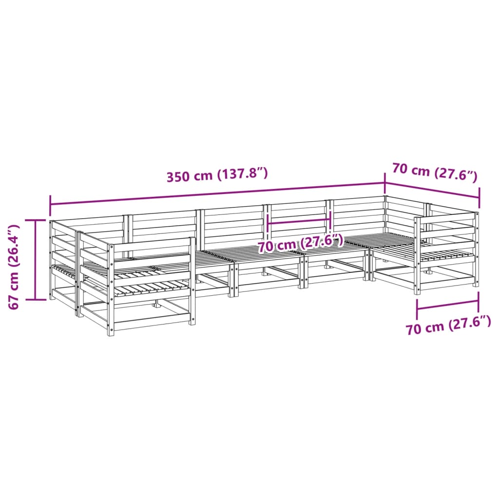 Hagesofasett 7 deler heltre furu