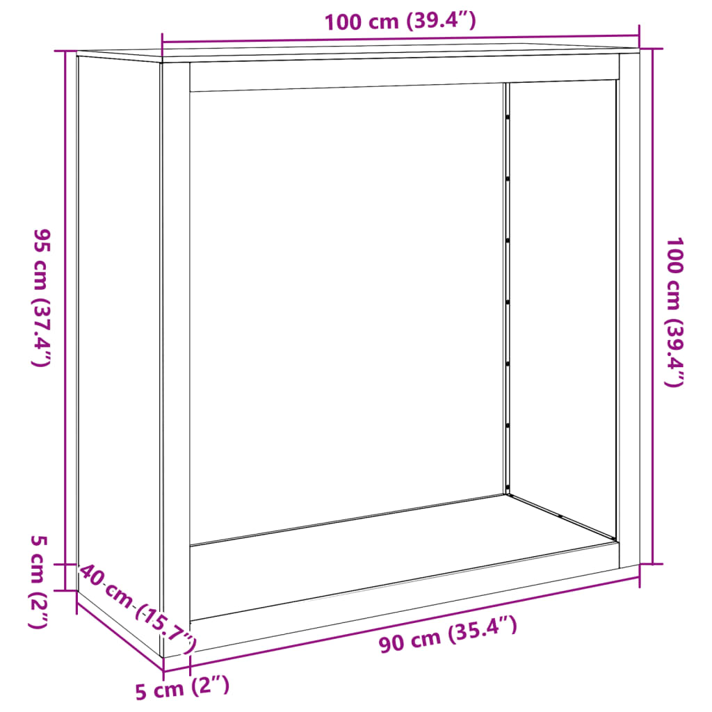 Vedstativ antrasitt 100x40x100 cm stål