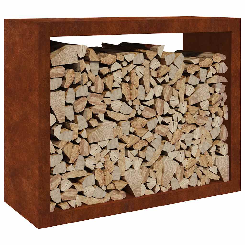 Vedstativ 100x40x80 cm oksidert stål
