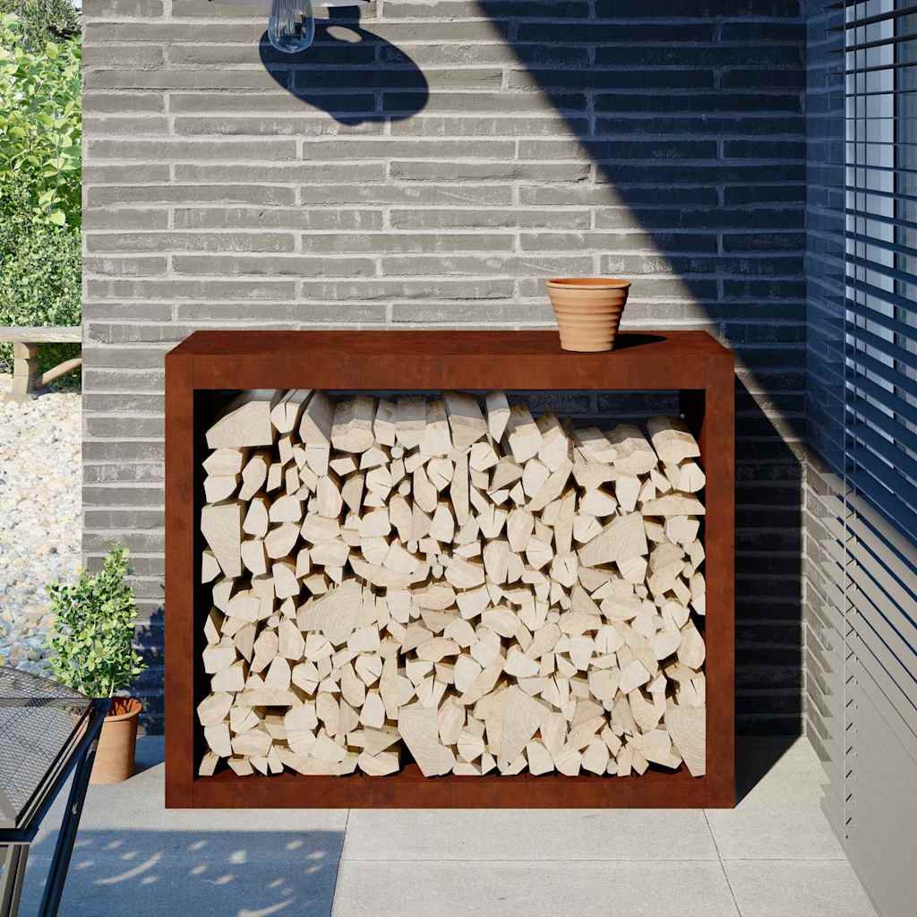 Vedstativ 100x40x80 cm oksidert stål