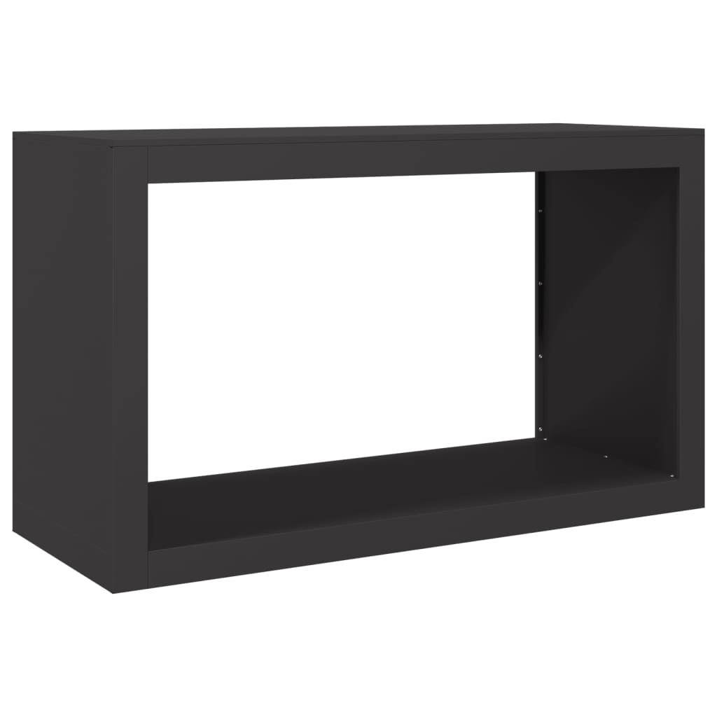 Vedstativ svart 100x40x60 cm stål