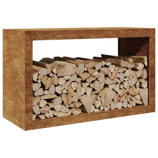 Vedstativ 100x40x60 cm oksidert stål