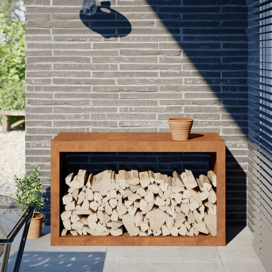 Vedstativ 100x40x60 cm oksidert stål