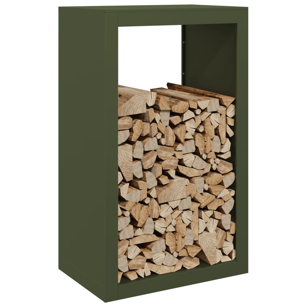 Vedstativ grønn 60x40x100 cm stål