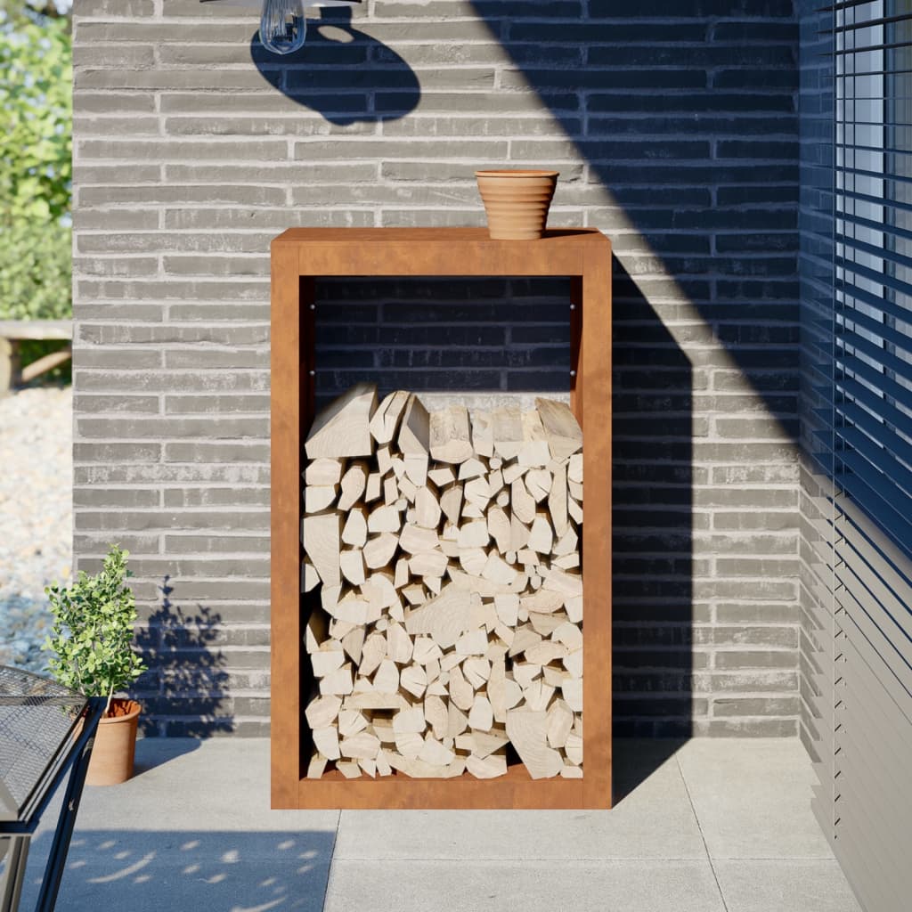 Vedstativ 60x40x100 cm oksidert stål