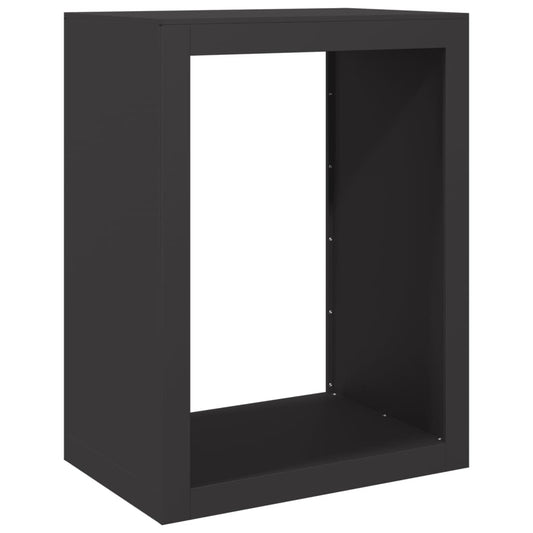 Vedstativ svart 60x40x100 cm stål