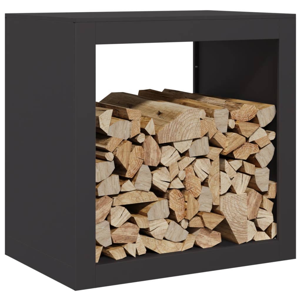 Vedstativ svart 60x40x60 cm stål