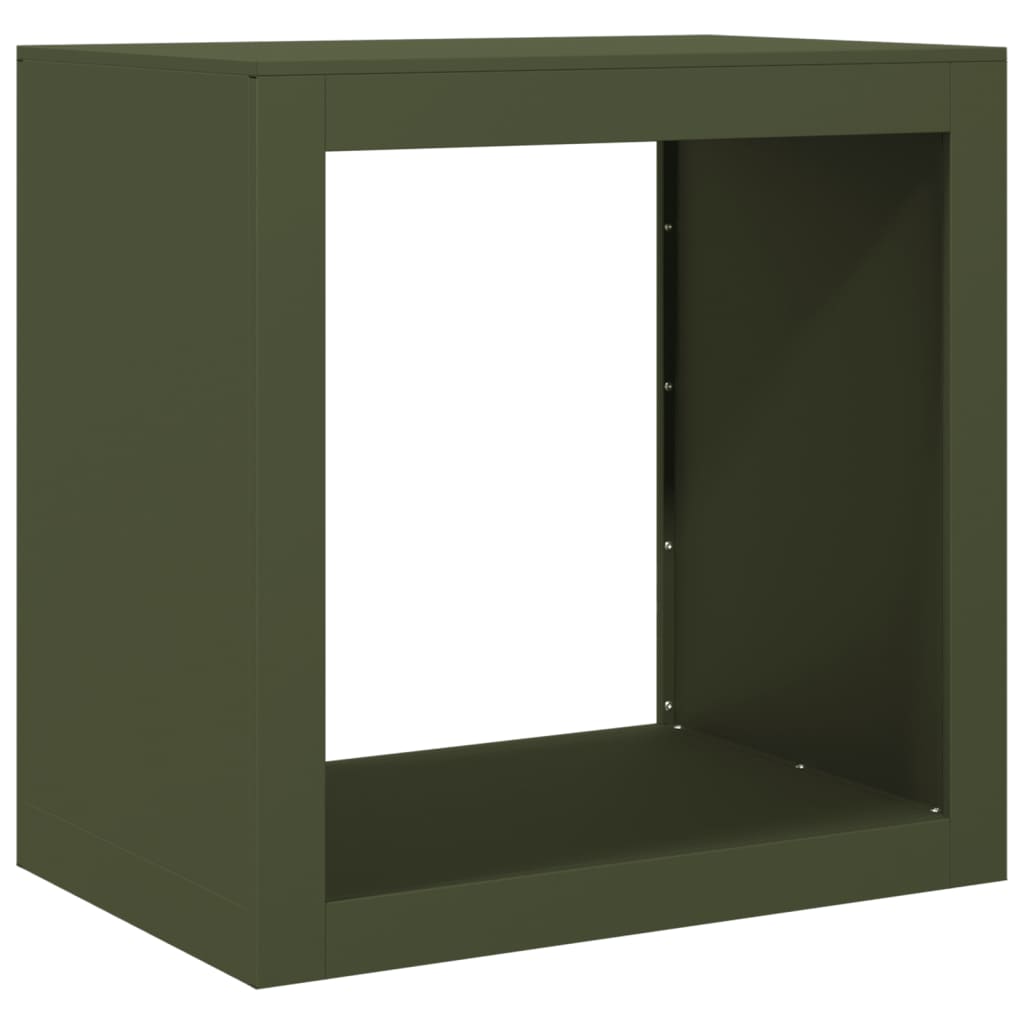 Vedstativ grønn 60x40x60 cm stål