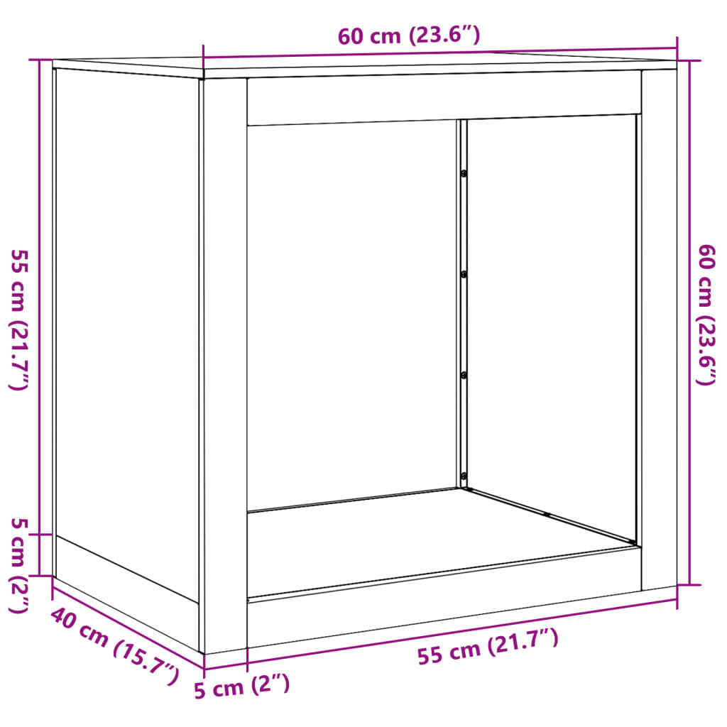 Vedstativ grønn 60x40x60 cm stål