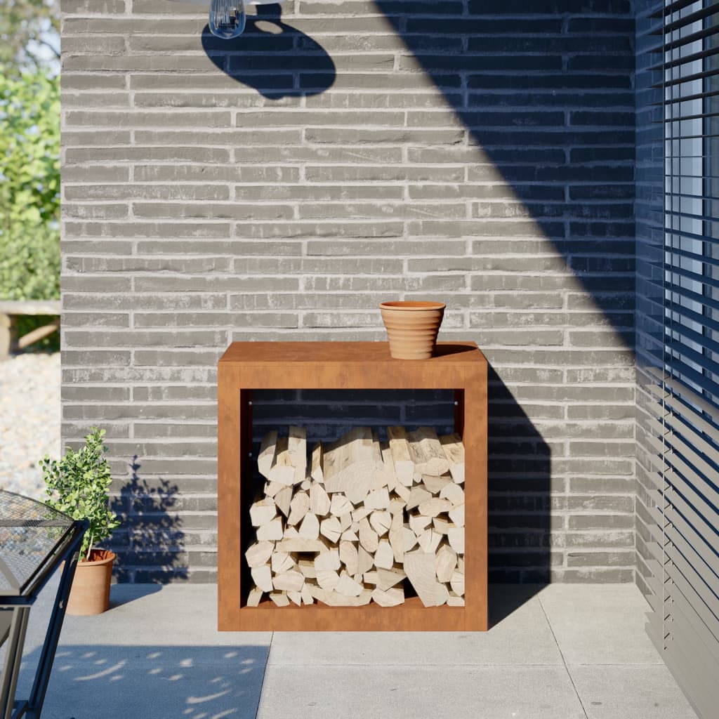 Vedstativ 60x40x60 cm oksidert stål
