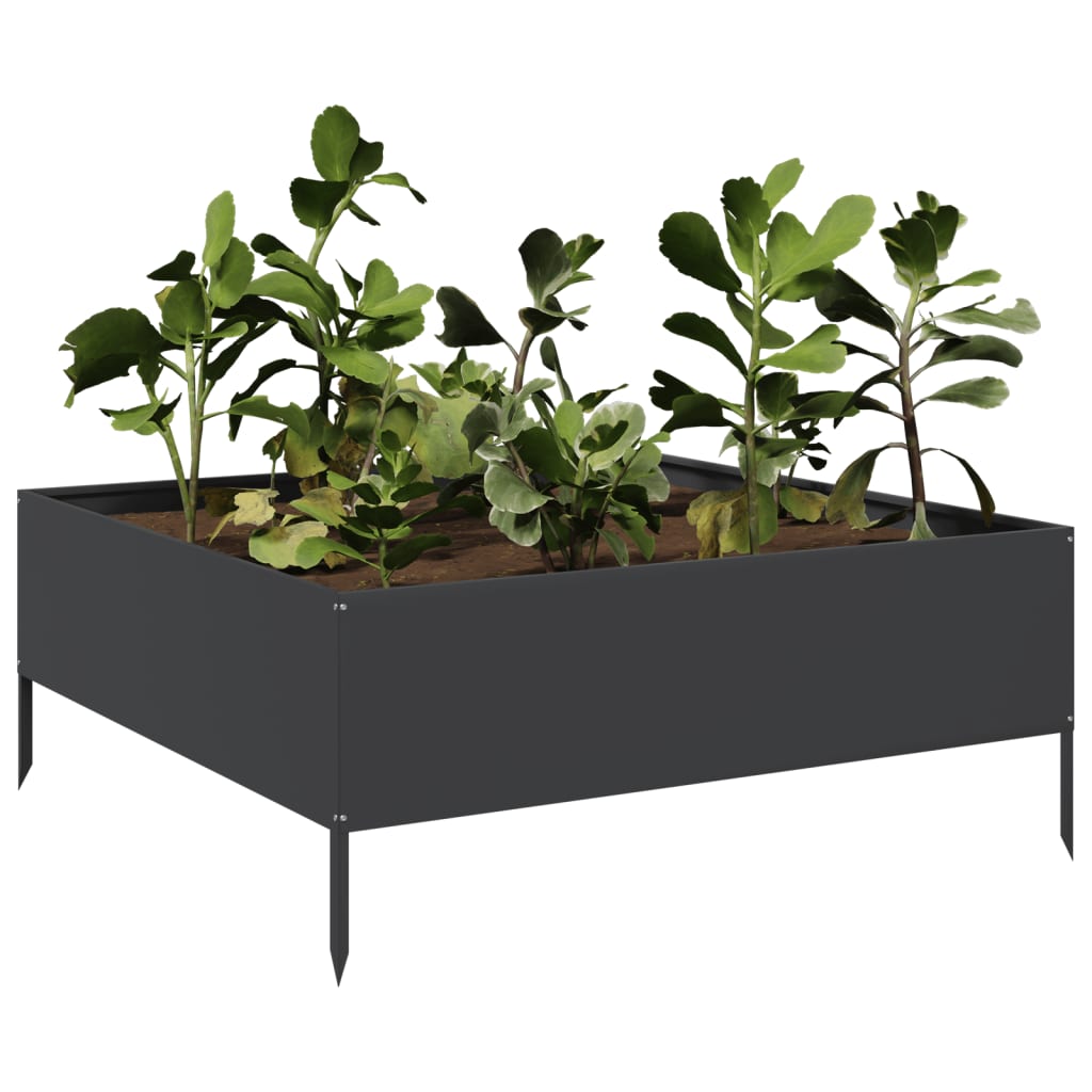 Høybed svart 100x100x41 cm stål