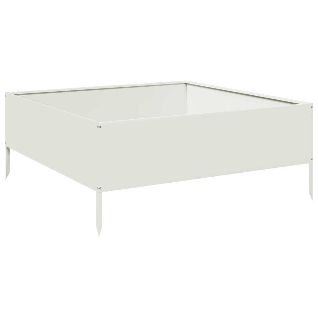 Høybed hvit 100x100x41 cm stål