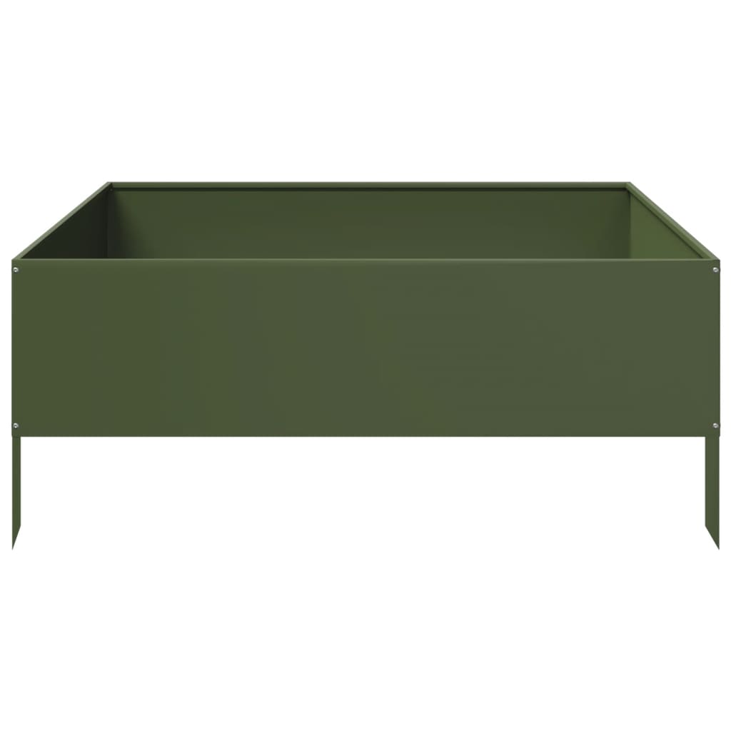 Høybed olivengrønn 100x100x41 cm stål
