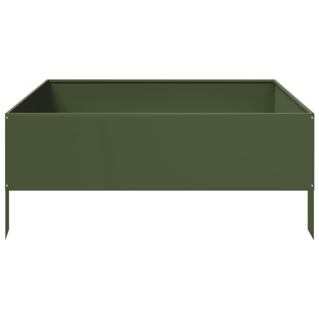 Høybed olivengrønn 100x100x41 cm stål